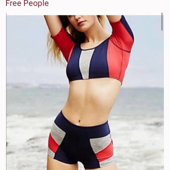 Free People Movement Colorblock 2Pc Set Red/Navy Combo - Picture 6 of 15